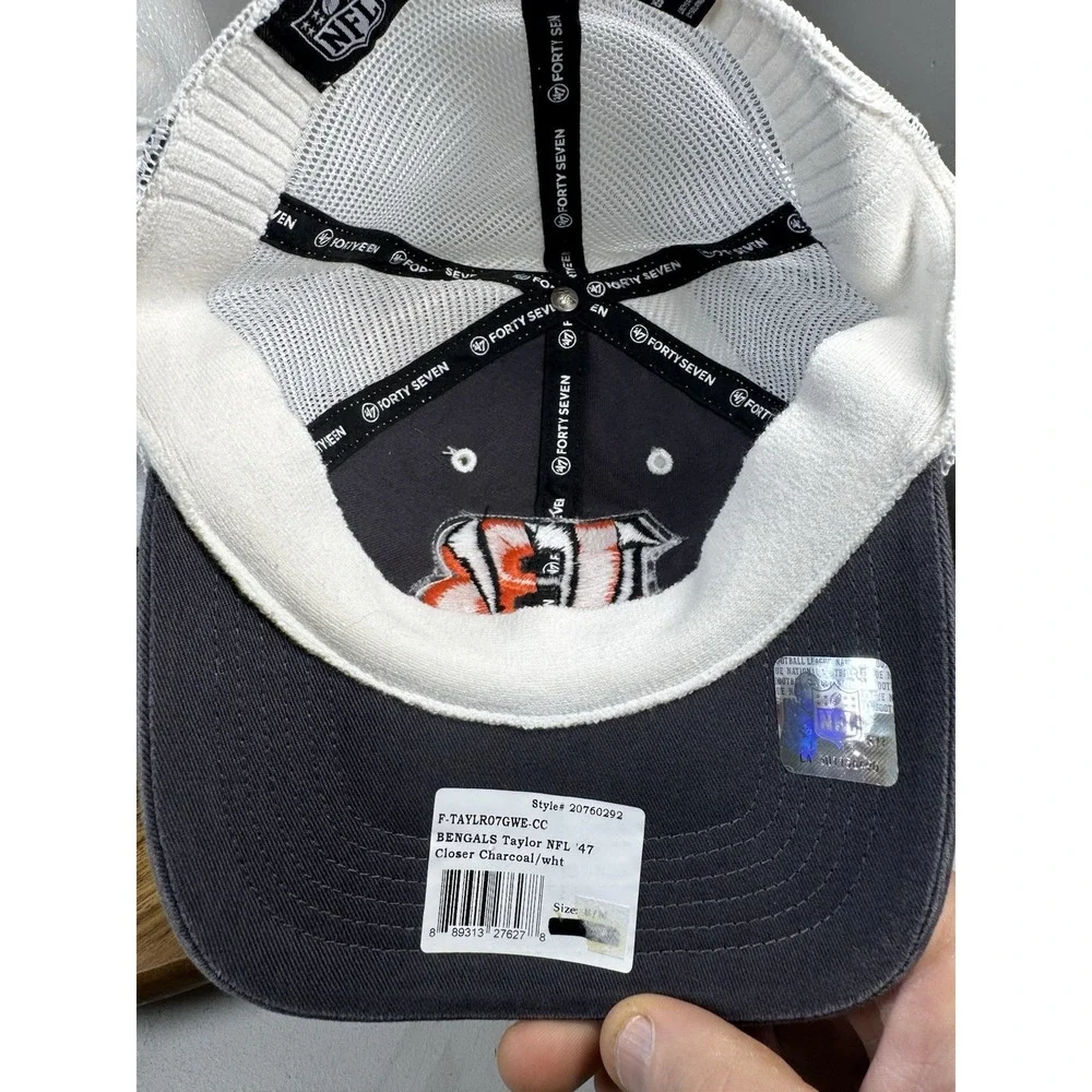 New! Cincinnati Bengals 47 Brand Mesh Closer‎ Charcoal Flex Fit Hat Size S/M